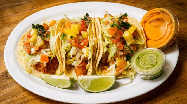 3 Rock Fish Tacos.